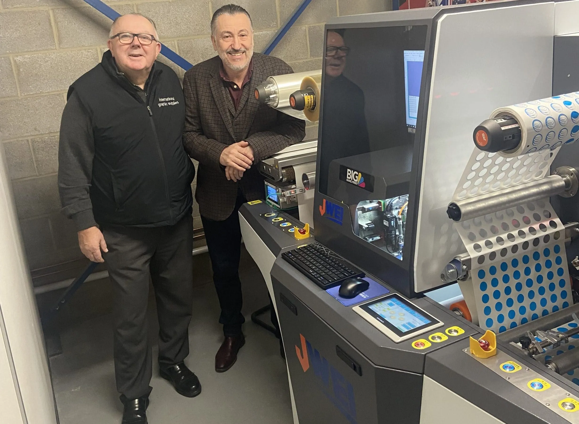 JWEI RSF-330 digital label finisher successfully installed at a customer factory in the UK